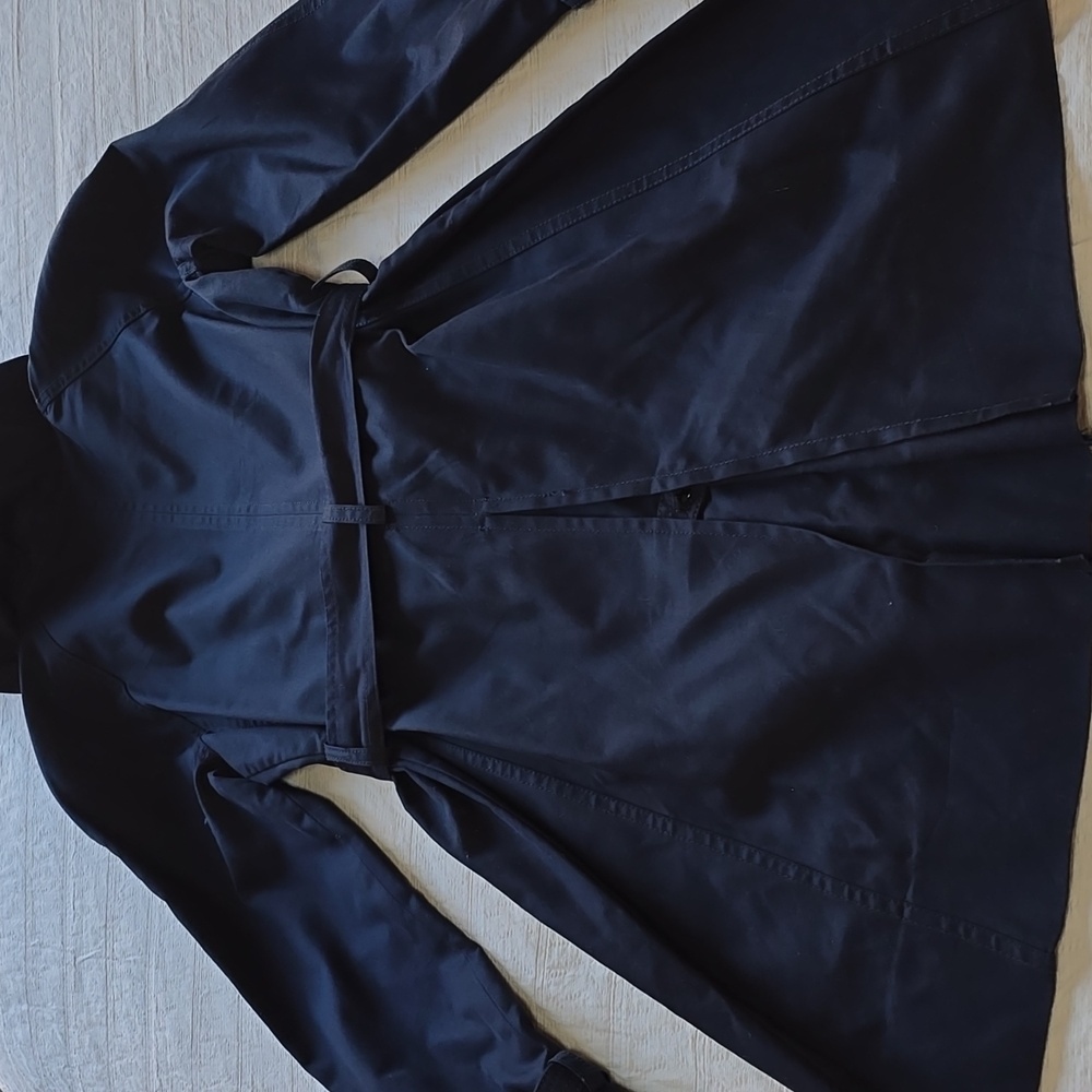 J Crew Navy Zip Belted Trench Size Small - Picture 12 of 14
